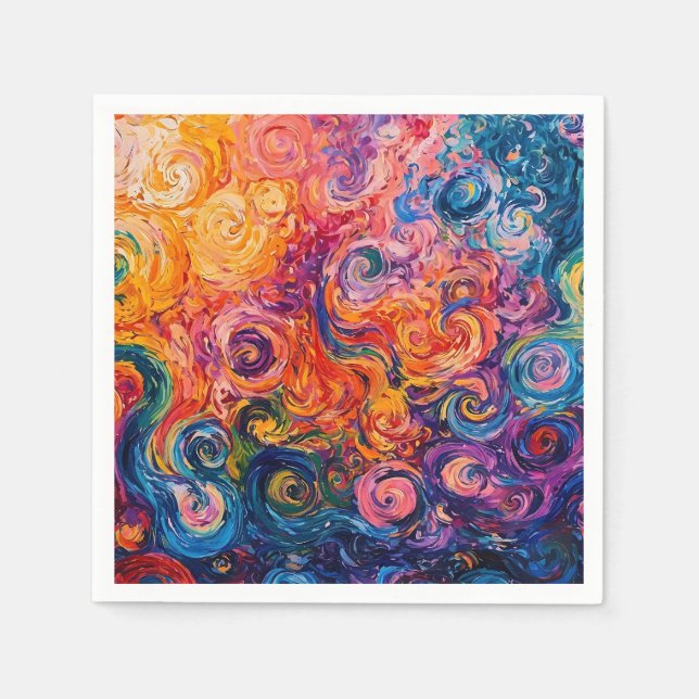 Psychedelic Swirls Oil Painting Napkin (Front)