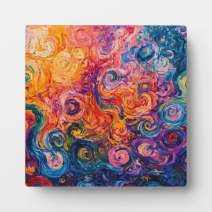 Psychedelic Swirls Oil Painting Plaque
