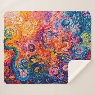 Psychedelic Swirls Oil Painting Sherpa Blanket