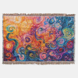 Psychedelic Swirls Oil Painting Throw Blanket