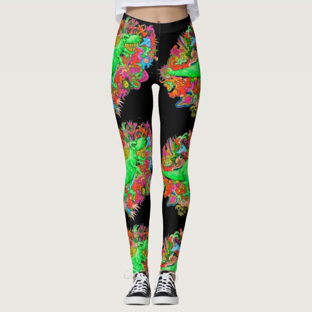 Psychedelic T-Rex Leggings (Front)