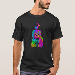 Psychedelic Teddy Bear Trippy Colourful Teddy with T-Shirt
