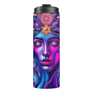Psychedelic Thermal Tumbler with Mystical Face