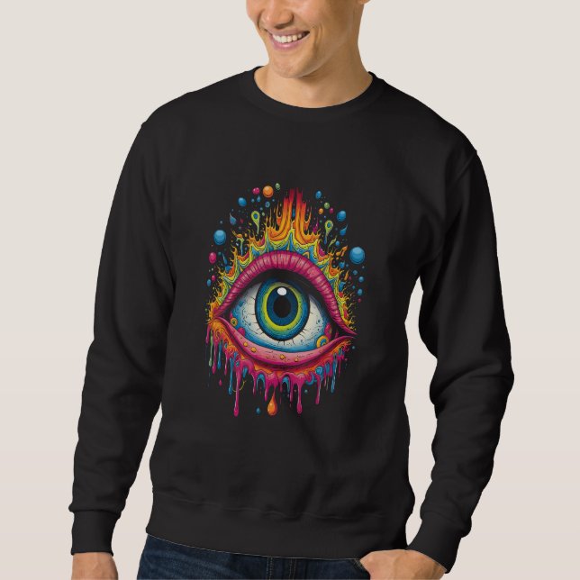 Psychedelic Third Eye Trippy Colourful Hippie Psyc Sweatshirt (Front)