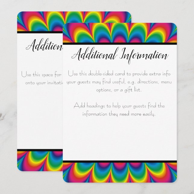 Psychedelic Tie Dye Additional Info Card (Front/Back)