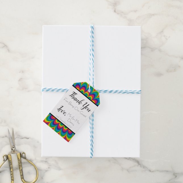 Psychedelic Tie Dye Favour Tags (With Twine)