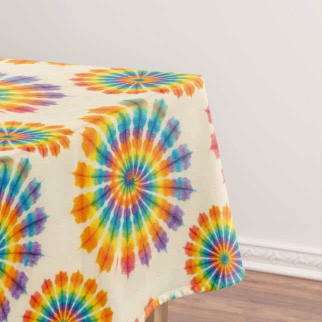 Psychedelic Tie Dye | Groovy Retro Tablecloth (In Situ)