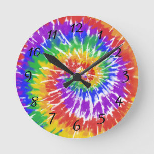 Psychedelic Tie Dye Home Decor Round Clock