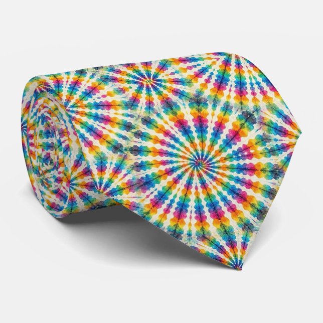 Psychedelic Tie-Dye Pattern Tie (Rolled)