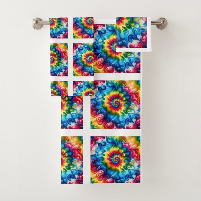 Psychedelic Tie Dye Pattern Towel Set (Insitu)