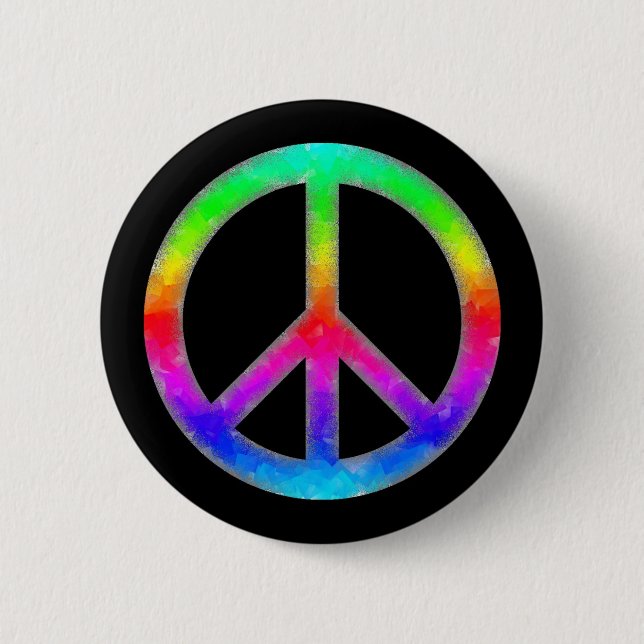Psychedelic Tie-Dye Peace Sign Button (Front)