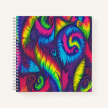 Psychedelic Tie Dye Rainbow Leaves Vibrant Spiral 