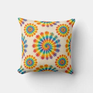 Psychedelic Tie Dye Retro Groovy Throw Pillow