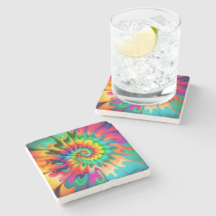 Psychedelic Tie Dye Retro Surreal Stone Coaster