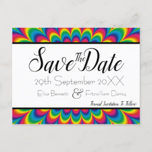 Psychedelic Tie Dye Save the Date Postcard