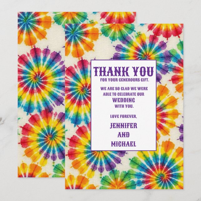 Psychedelic Tie Dye Thank You Cards (Front/Back)