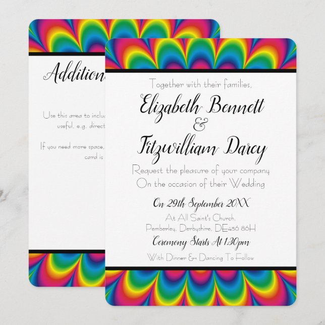 Psychedelic Tie Dye Wedding Invitation (Front/Back)