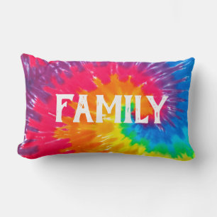 Psychedelic Tie Dye with Text Lumbar Pillow