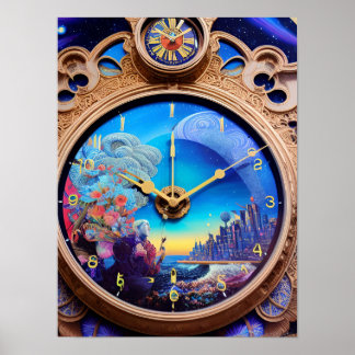 "Psychedelic Time Warp: AI-Generated Trippy Detail Poster