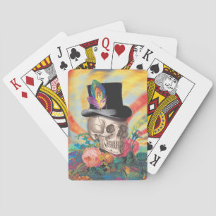 Psychedelic Top Hat Skull Playing Cards