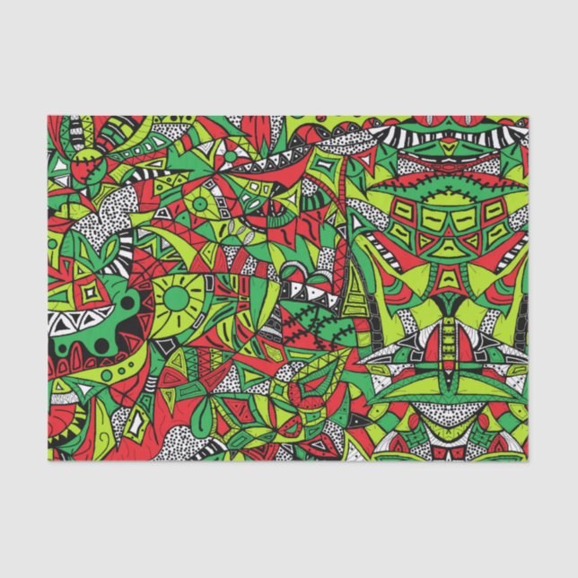 Psychedelic Tribal Abstract Colourful Composition Tissue Paper (Front)