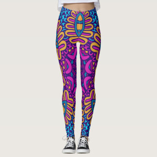 Psychedelic Tribal Pattern Leggings - Vibrant Boho