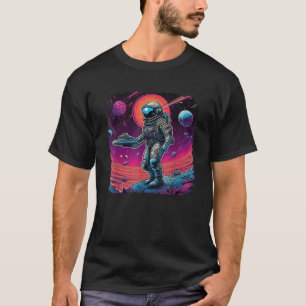Psychedelic Trippy Black Light Astronaut Space Art T-Shirt