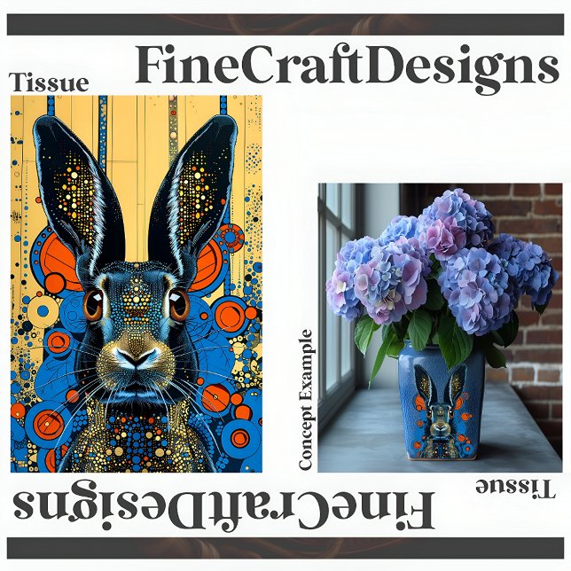 Psychedelic Trippy Rabbit Hare Decoupage Left 151 Tissue Paper (Creator Uploaded)