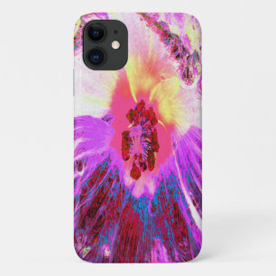 Psychedelic Trippy Rainbow Colours Hibiscus Flower iPhone 11 Case