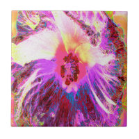 Psychedelic Trippy Rainbow Colours Hibiscus Flower