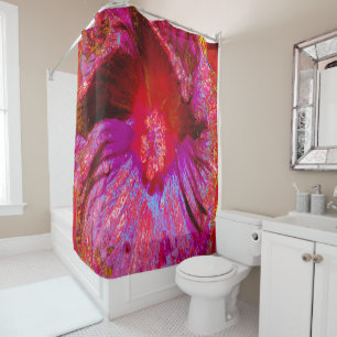 Psychedelic Trippy Retro Red Hibiscus Flower