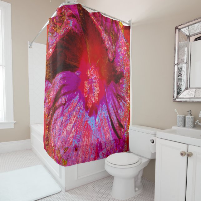 Psychedelic Trippy Retro Red Hibiscus Flower (In Situ)