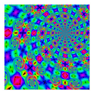 Psychedelic trippy swirl spiral light show poster