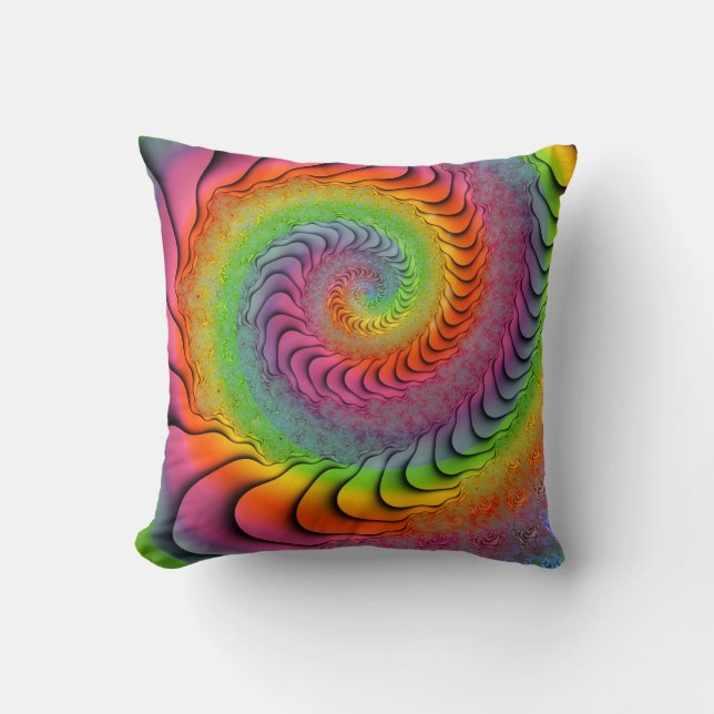 Psychedelic Trombone Player Blowing Notes Throw Pillow (Front)