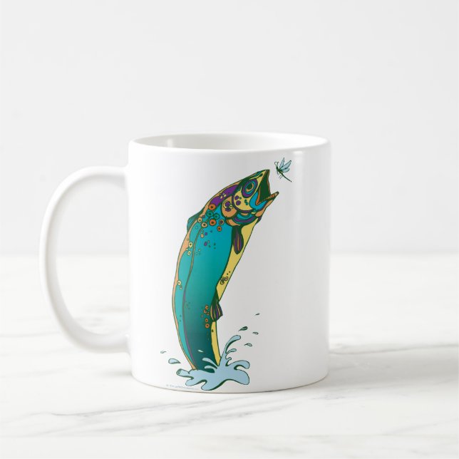 Psychedelic Trout Fishing Coffee Mug (Left)