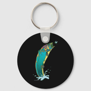 Psychedelic Trout Fishing Keychain