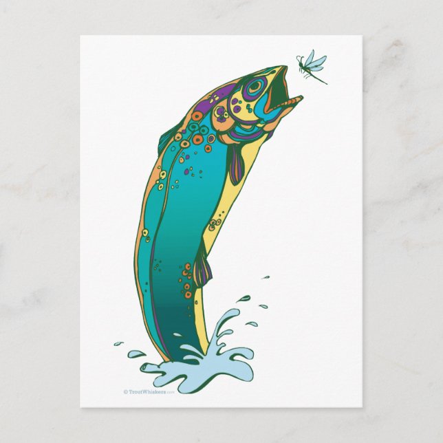 Psychedelic Trout Fishing Postcard (Front)