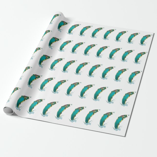Psychedelic Trout Wrapping Paper (Unrolled)