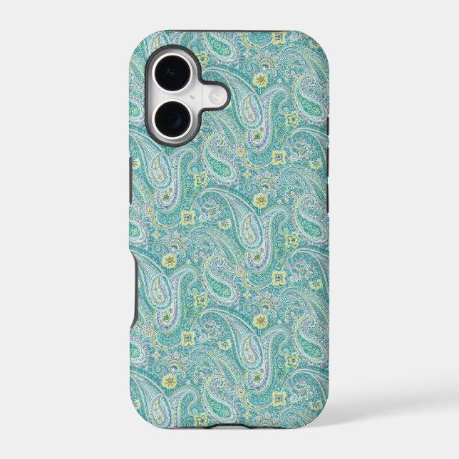 Psychedelic Turquoise Paisley Pattern iPhone 5 Cas (Back)