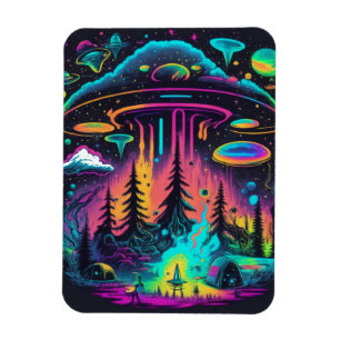 Psychedelic UFO Fantasy Art  Magnet