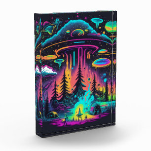Psychedelic UFO Fantasy Art Photo Block