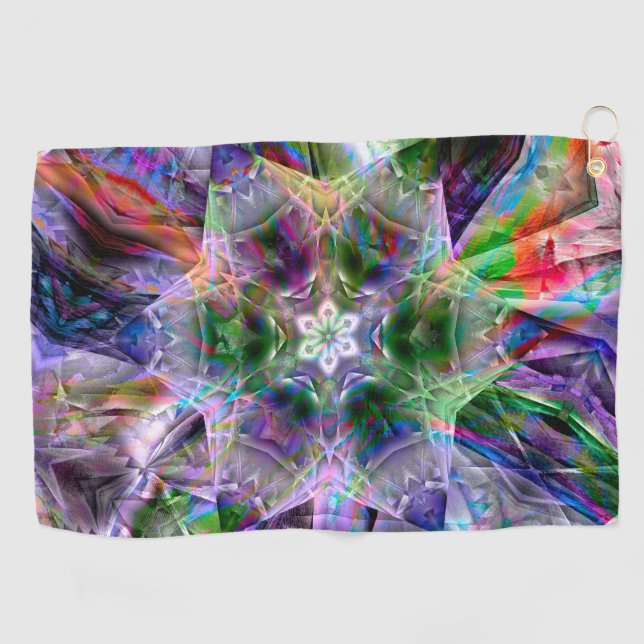Psychedelic virtual star, acrylic or neon abstract golf towel (Horizontal)