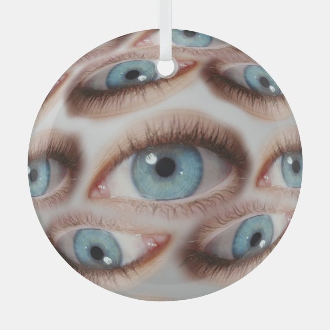 Psychedelic Vision: Abstract Eye Illusion Glass Ornament (Front)