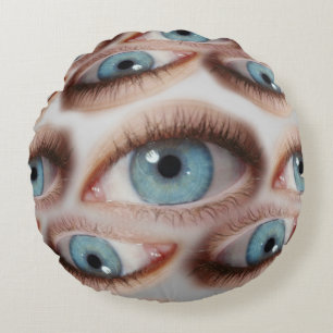 Psychedelic Vision: Abstract Eye Illusion Round Pillow