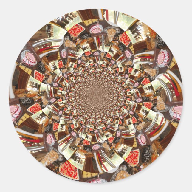 Psychedelic Vision of Brown Hues Classic Round Sticker (Front)