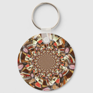 Psychedelic Vision of Brown Hues Keychain