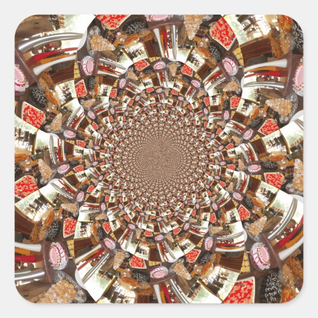 Psychedelic Vision of Brown Hues Square Sticker (Front)