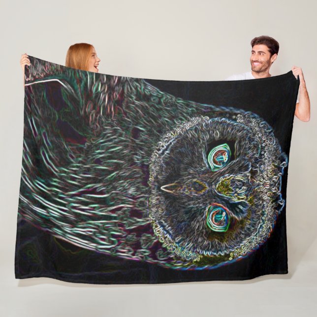 Psychedelic Vision Owl Spirit Animal Totem Fleece Blanket (In Situ)
