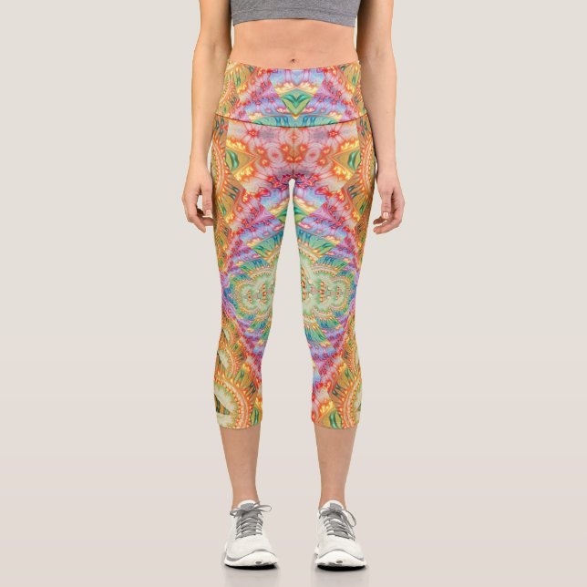 Psychedelic Visionary Geometric Art V1 Capri Leggings (Front)
