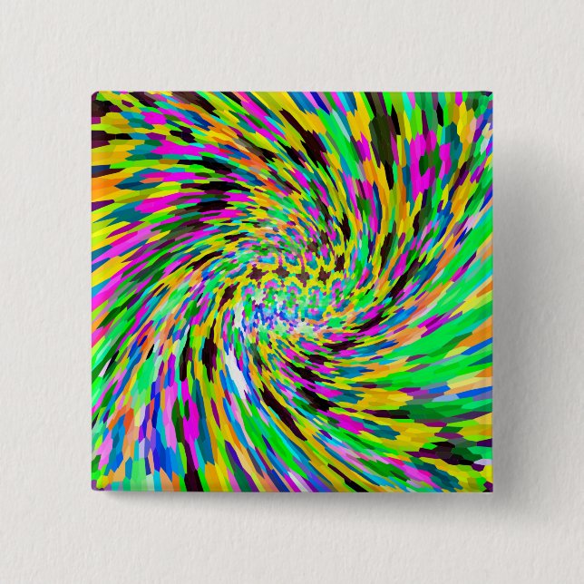 Psychedelic vortex 2 inch square button (Front)